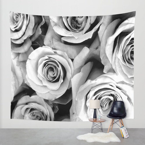REMYS Floral Flower Rose Pink Print Tapestry 60x51in Theme Party Tapestries  Hanging for Bedroom Living Room Decor Background