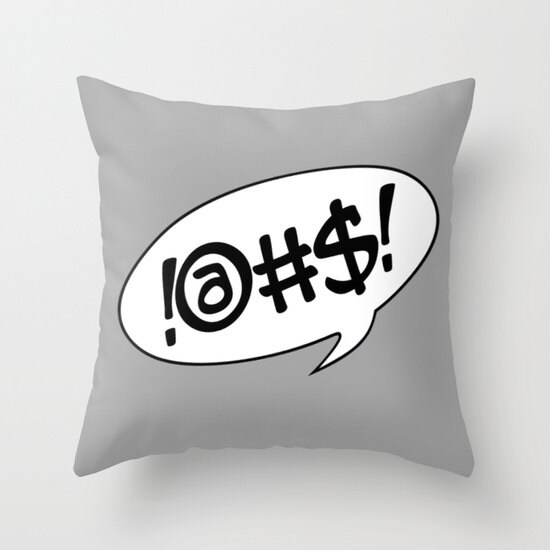 Comic Throw Pillow, Cartoon Pillow, Text Pillow, Home Decor, Decorative