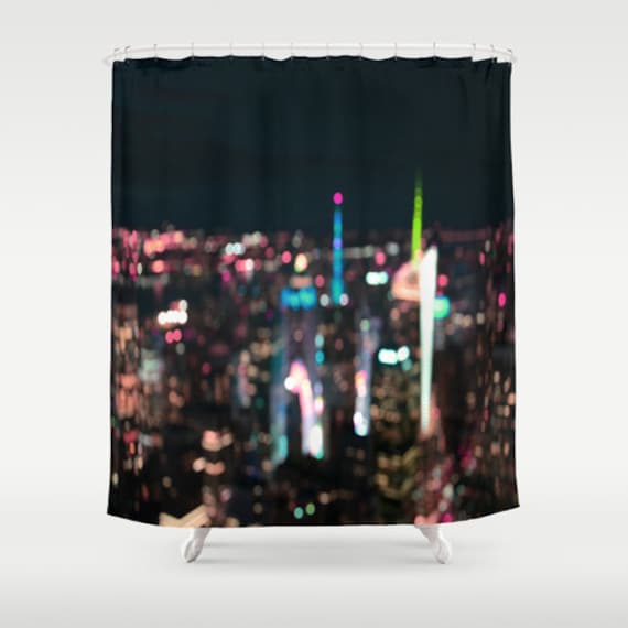 New York Manhattan Time Square Shower Curtain Landscape Urban Bathroom Modern Home Decor Photography City Bokeh Night Sky Dorm