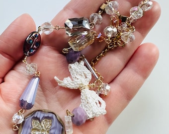 Butterfly and Lace - one of a kind artisan necklace