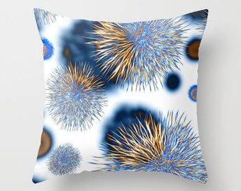 BACTERIA Throw Pillow, Germ Pillow, Decorative Pillow, Office Pillow, Science Decor,Blue White Decor, Scientific Pillow, Dorm, Laboratory