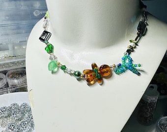 Gingerbread man beaded necklace