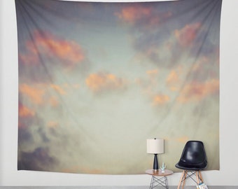 Sunset Sky Wall Tapestry, Cloud Large Size Wall Art, Modern Decor, Nature, Wedding Gift, Outdoor, Garden, Orange Gray, Office, Dorm Art