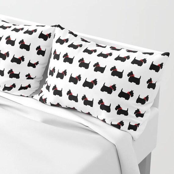 Scottie Dog Shams Set Of 2 Black And White Pillow Black Dog Etsy