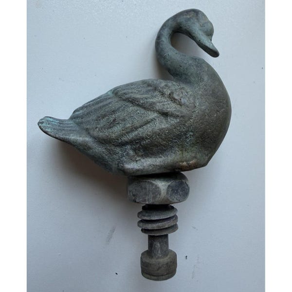 Swan Faucet Handle Garden Hose Spigot Bronze Visible Patina Vintage