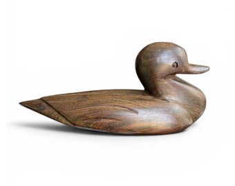 Vintage Decorative Duck Decoy Hand-Carved Heavy Ironwood
