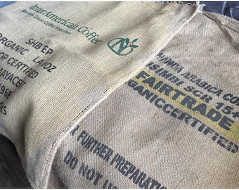 Two Lg Burlap Jute 44x28" Coffee Bags Fair Trade Guatemala Crafts Ground Cover