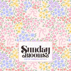 Pastelcore Cottage Florales nahtloses Muster mit zierlichen Bögen, Sonntagsblüten Frühling Digitale Stoffdesigns, kommerzielle Nutzung