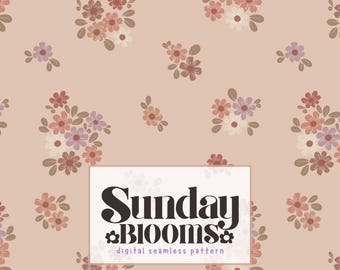 Neutral Herbst Herbst Floral nahtlose Muster, Cottagecore Blume Stoffdesign (digitaler Download)