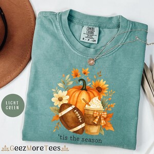 Cozy Comfort Colors® Fall T-shirt, &#39;tis the Season shirt, Cute Football season shirt, Pumpkin Spice Shirt, Preppy Fall, Women&#39;s Clothing