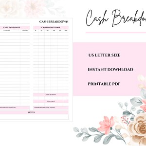 Pink Cash Envelope Breakdown Tracker