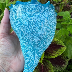 Hand Painted 6” Knobbed Whelk Shell - Turtles