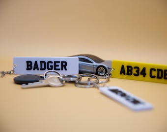 Custom Number Plate Keyring 4D - Personalised Name Keyring - Custom Registration Keyring