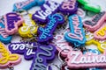 Personalised name keyring two colour keychain - Party bag fillers - Gifts for children - Gifts for her - Gifts for him - School bag keyring