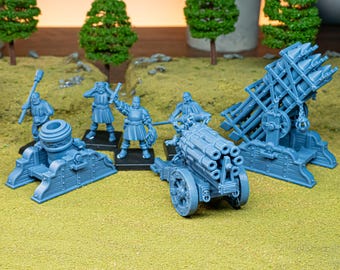 Sunland Artillery Battery • Highland Miniatures • Empire Mortar Rocket Battery Volley Gun • 28-32mm Resin 16K Unpainted