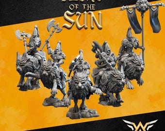 Heirs of the Sun Elite Lion Riders – White Angel Miniatures | High Elf Elite Cavalry | Fantasy Lion Unit Resin