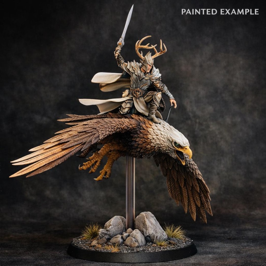 Wood Elf Eagle Rider – Beholder Miniatures | Forest Elf Hero on Giant ...