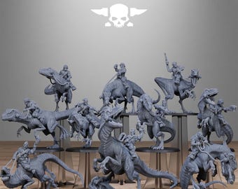 GrimGuard Jungle Raptors – Station Forge | Mounted Assault Unit | Sci-Fi Cavalry Squad | Grimdark Wargaming Miniatures | 28mm 32mm