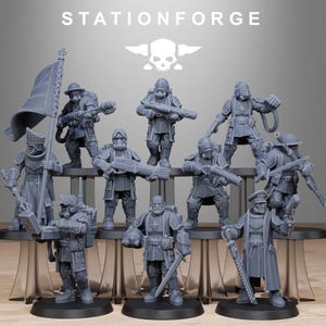 Elite Guard Command Squad | Station Forge | Command Unit | Resin Wargaming Miniature | Officer Leaders Army Team 28mm 32mm