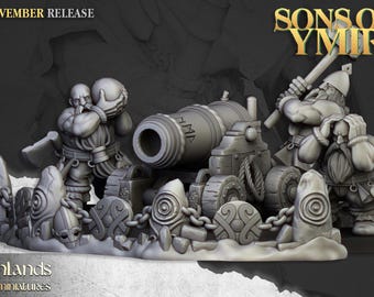 Artillery Grand Dwarf Cannon | Dwarf Great Canon | Sons of Ymir | Fantasy | Highland Miniatures | Resin 3D Printed | Emberflag | Wargames