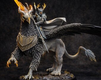 High Elf Gryphon Rider – The Beholder Miniatures | High Elf Hero | Fantasy Wargaming Miniature | Resin Tabletop Character | 28mm 32mm