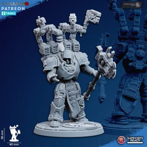 Robed Technomancer | Ghamak Miniatures | Sci Fi Support Hero Unit | Wargaming Tech Priest Character 28mm 32mm