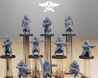 Grimguard Infantry Sci-Fi Grimdark Station Forge Miniatures | Wargames Tabletop 28-32mm Sci-fi | Trench Soldiers