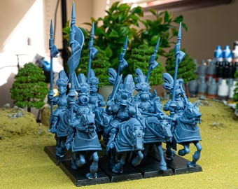 Golden Flames Knights Cavalry – Highland Miniatures – Elite Human Empire Cavalry Unit – Resin Miniatures 28mm 32mm