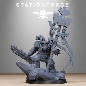 Orc Warboss Leader | Station Forge | Brutal Hero Unit | Resin Wargaming Miniature | Savage Commander Army Boss 28mm 32mm