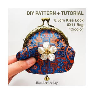 DIY Kleine Kiss Lock Münztasche pdf Schnittmuster und Anleitung, 8,5CM Verschluss mit 8x11CM Tasche, Geschenk für Dich Selbst