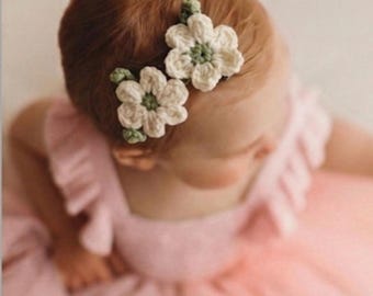 Handgefertigte Häkelblume Baby Haarspange, 2er Set, Neugeborenen Kleinkind Accessoire