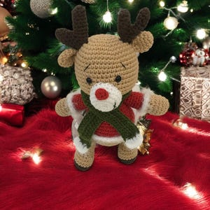 Peluche all'uncinetto, renna di Natale all'uncinetto, animale della foresta amigurumi, cervo di Natale, animale di peluche, ornamento di Natale