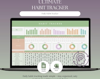 Habit Tracker & Routine Planner (Excel/Google Sheets) | Daily Productivity Spreadsheet