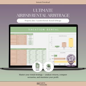 Airbnb Arbitrage Calculator Rent to Rent Deal Analyzer Excel Google Sheets Real Estate Investment Property Analysis Short Term Rental Tool