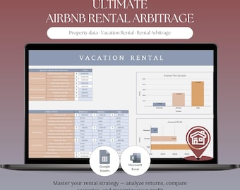 Airbnb Arbitrage Calculator Excel Google Sheets Rent to Rent Deal Analyzer Short Term Rental Property Income ROE Spreadsheet Real Estate