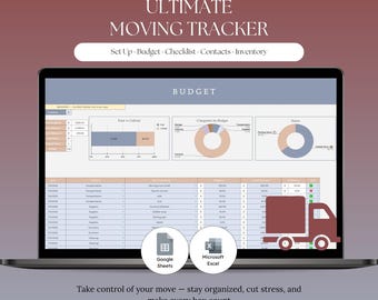 Moving Tracker Spreadsheet | Budget, Checklist, Inventory (Google Sheets, Excel)