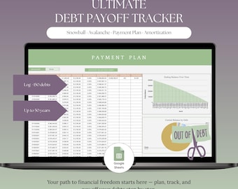 Debt Payoff Tracker: Debt input, snowball & avalanche, payment and amortization plan, summary, free loans