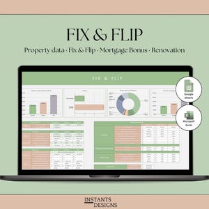 House Flipping Spreadsheet Google Sheets Excel Rehab Calculator Renovation Budget Fix and Flip Real Estate Investment Deal Analyzer Profit