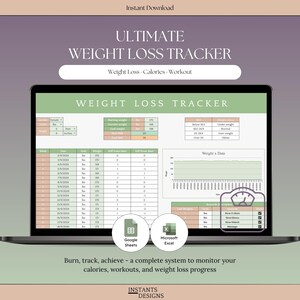 Modello per il monitoraggio della perdita di peso, delle calorie, degli allenamenti, del fitness e della dieta in Excel e Fogli Google.