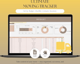 Moving Planner Spreadsheet | Budget Tracker, Checklist, Inventory (Digital Download)