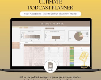 Rastreador de podcasts: Gestión de invitados, planificador de episodios, producción y tareas, métricas y crecimiento, ideas, notas.