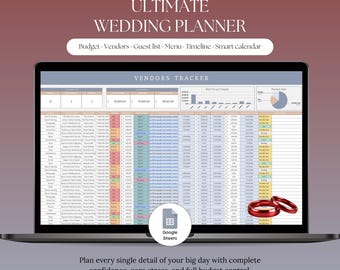 Ultimate Wedding Planner: Budget, Vendors, Guest List, Timeline (Google Sheets)