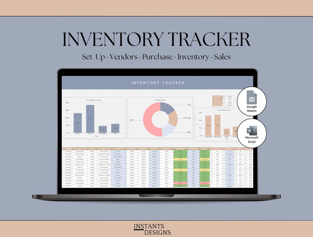 Automated Inventory Spreadsheet Excel Google Sheets Stock Tracker ...
