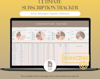 Subscription Tracker, Monthly Bill Tracker, Subscription Tracker Spreadsheet, Digital Subscription, Expenses Tracker, Spending Tracker