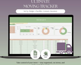 Moving Planner, Budget Tracker, Inventory Checklist (Google Sheets / Excel)