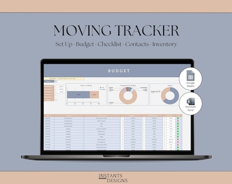 Moving Tracker Spreadsheet | Home Moving Checklist, Budget Planner, Box Inventory Template | Google Sheets & Excel | Relocation Log