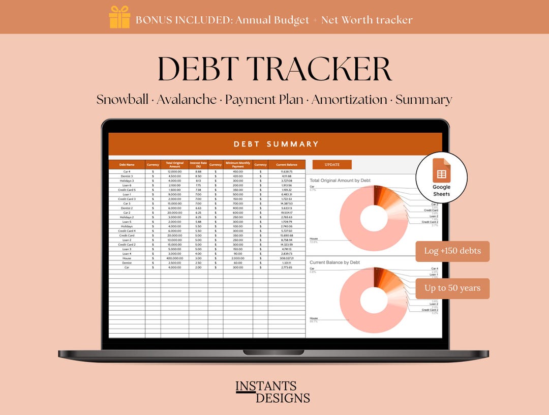 Debt Tracker Spreadsheet Excel Google Sheets Debt Snowball Calculator ...
