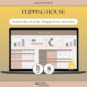Foglio di calcolo per l'analisi degli investimenti immobiliari, calcolatrice per riparazioni e ristrutturazioni, budget per la ristrutturazione della proprietà, strumento di confronto per il finanziamento del mutuo in Excel