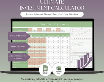 Stock Investment Financial Model Spreadsheet, Company Valuation Calculator Excel