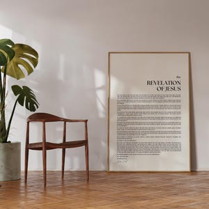 La revelación de Jesús / Poema de Elliana Olivia / Impresión enmarcada / Elegante arte de pared con versículos bíblicos cristianos / Póster con versículos bíblicos únicos